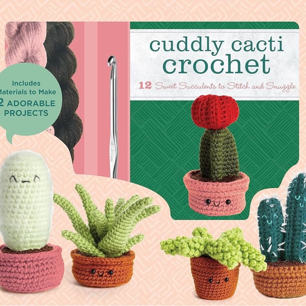Cuddly Cacti Crochet Kit - Green & Pink Plush Succulent Set NWT